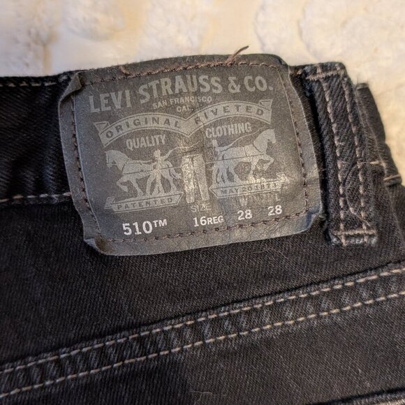 Levi's 510 Super Skinny Black Label boys 16 regular black jeans EUC - Picture 2 of 9